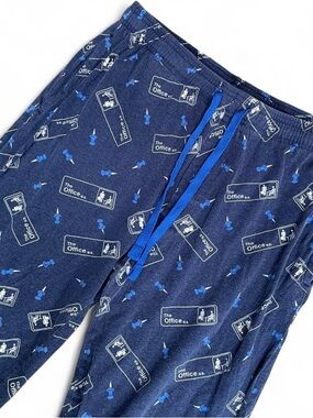 Navy Blue 'The Office' Print Sweatpants with Bright Blue Drawstring